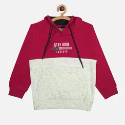 Octave Boys Red Colourblocked hooded Sweatshirt-picture-14