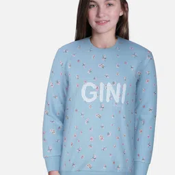 Gini and Jony Girls Round Neck Floral Printed Fleece Sweatshirt-image-50