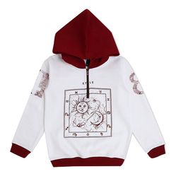 earth conscious Boys White & Maroon Printed Fleece Hooded Sweatshirt-image-75