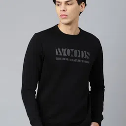 Woods Men Black Typography Printed Cotton Sweatshirt-picture-7