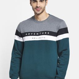 Octave Men Green Colourblocked Sweatshirt-image-45