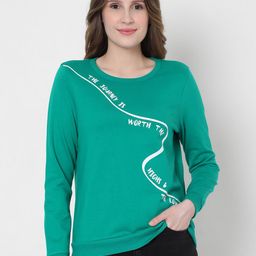 Vero Moda Women Green Printed Cotton Sweatshirt-image-39