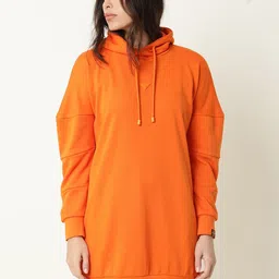 RAREISM Women Orange Hooded Sweatshirt-picture-23