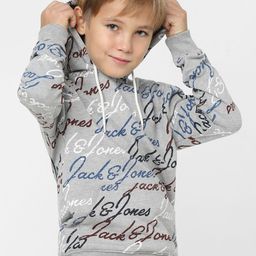 Jack & Jones Junior Boys Grey Printed Hooded Sweatshirt-picture-37
