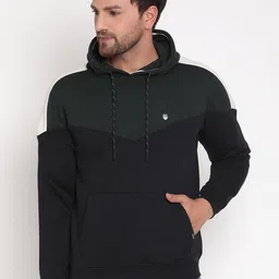 Octave Men Green Colourblocked Hooded Sweatshirt-image-11