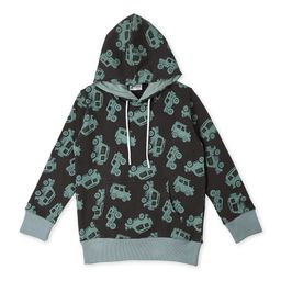 earth conscious Boys Black & Turquoise Blue Printed Hooded Sweatshirt-image-57