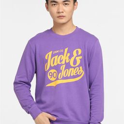 Jack & Jones Men Purple & Yellow Printed Cotton Sweatshirt-image-39