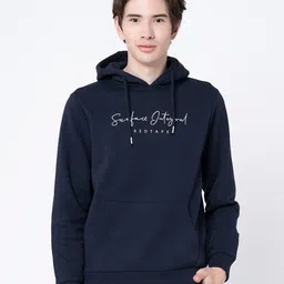 Red Tape Men Navy Blue Printed Hooded Sweatshirt-image-75