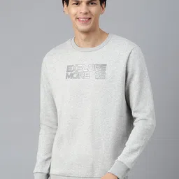 Woodland Men Grey Typography Printed Cotton Sweatshirt-image-13