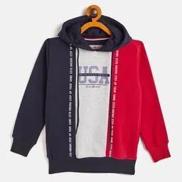 Duke Boys Navy Blue And Red Printed Hooded Fleece Pullover Sweatshirt-image-38