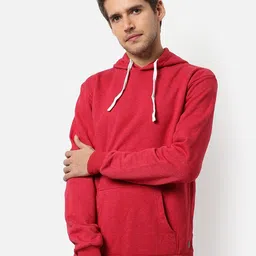 Campus Sutra Men Red Solid Hooded Sweatshirt-picture-27