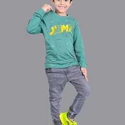 3PIN Boys Green Printed Cotton Sweatshirt-image-98