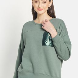 METTLE Women Olive Green Printed Sweatshirt-image-99
