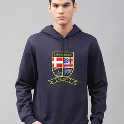 LINDBERGH Men Navy Blue Printed Hooded Sweatshirt-image-67