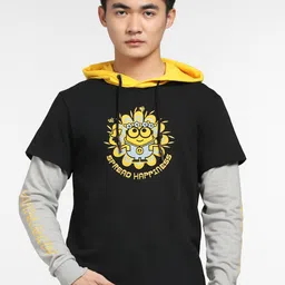 Jack & Jones Men Black Cotton Printed Hooded Sweatshirt-picture-24