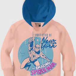 BONKIDS Boys Amazing Spiderman Printed Hooded Cotton Pullover-image-55