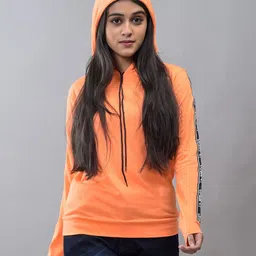 BASE 41 Women Orange Hooded Sweatshirt-image-34