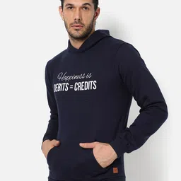 Campus Sutra Men Blue Printed Hooded Sweatshirt-picture-29