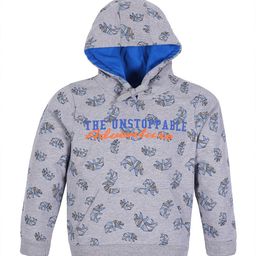PLUM TREE Boys Grey Printed Hooded Pure Cotton Sweatshirt-image-83