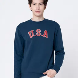 Red Tape Men Long Sleeve Round Collar Blue Sweatshirt-image-3
