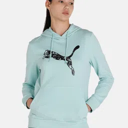 Puma Women Blue Printed Hooded Sweatshirt-image-21