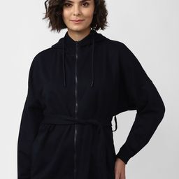 FOREVER 21 Women Navy Blue Solid Hooded Sweatshirt-image-63