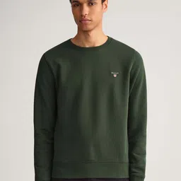GANT Men Green Solid Regular Fit Sweatshirt-image-92