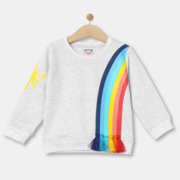 R&B Girls Grey Striped Cotton Sweatshirt-picture-42