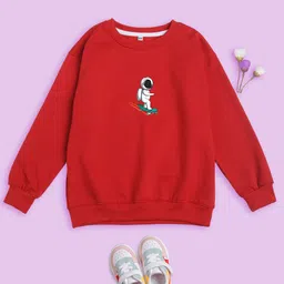 NUSYL Kids Graphic Printed Round Neck Long Sleeve Fleece Pullover Oversized Sweatshirt-picture-46