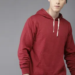 Campus Sutra Men Maroon Cotton Hooded Sweatshirt-picture-6