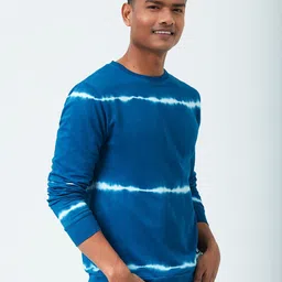 The Souled Store Men Blue & White Tie & Dye Cotton Sweatshirt-image-23