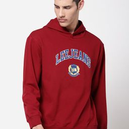 Lee Men Maroon Printed Hooded Sweatshirt-image-56