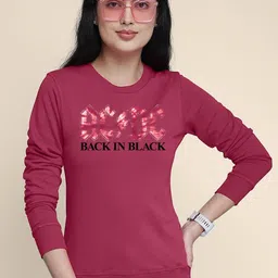 Free Authority Women Red ACDC Typography Sweatshirt-image-17