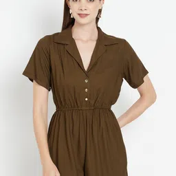 Purple State Lapel Collar Short Sleeves Cinched Waist Playsuit-picture-25