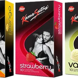 Mango, Strawberry And Vanilla Flavoured Dotted Condom-image-87