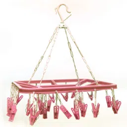 loth Drying Hanger | 32 Clips Baby Drying Pegs | 360 Degree Rotatable Hanger Plastic Cloth Clips-image-69