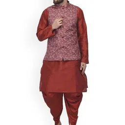 Benstoke Men Maroon Kurta with Dhoti Pants-image-52