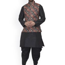 Benstoke Men Black Kurta with Patiala-image-91