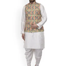 Benstoke Men White Kurta with Dhoti Pants-image-44