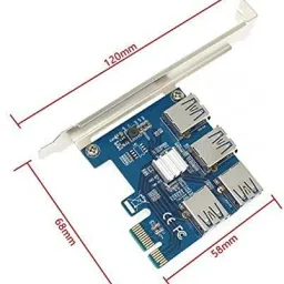 Tobo PCIe Multiplier, PCIe Splitter 1 to 4 PCI-Express 16X Slots Riser Card, PCI-E 1X to External 4 USB 3.0 Adapter for BTC Miner Machine GPU Mining Network Interface Card image 2