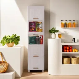 5 Layer Kitchen Square Rotating Portable Storage Rack for Kitchen Basket Plastic, Carbon Steel Kitchen Trolley-8