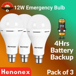 henonex Pack of 3 – 12W Rechargeable LED Emergency Lighting Bulbs 2 hrs Bulb Emergency Light-picture-2