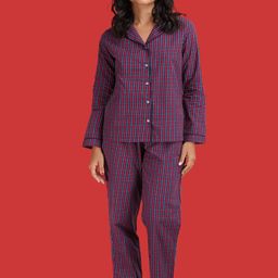 mackly Checked Pure Cotton Night suit-image-32