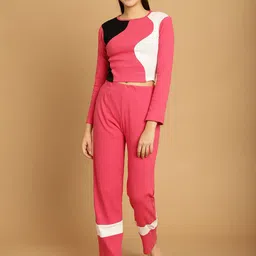 TAG 7 Colourblocked Round Neck Crop Top with Trousers-picture-17
