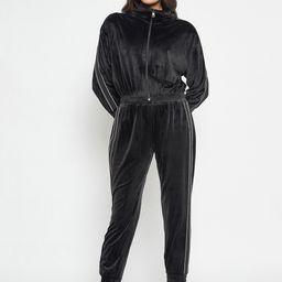 Camey Mock Collar Long Sleeves Velvet Night suit-image-80