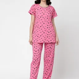 Arrabi Conversational Printed Organic Cotton Night Suit-image-59