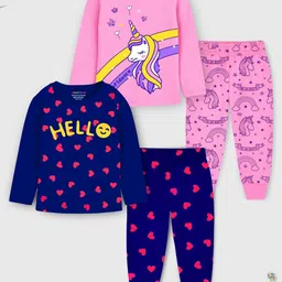 YK X Trampoline Girls Pack Of 2 Graphic Printed Night suits-image-46