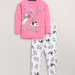 YK Girls Pink & White Printed Night suit-image-54
