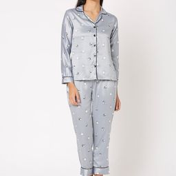 Smarty Pants Women Grey & White Printed Satin Night suit-image-17