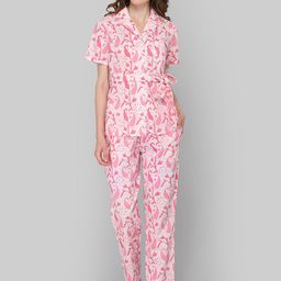 DRAPE IN VOGUE Women Pink & White Floral Printed Night suit-image-18